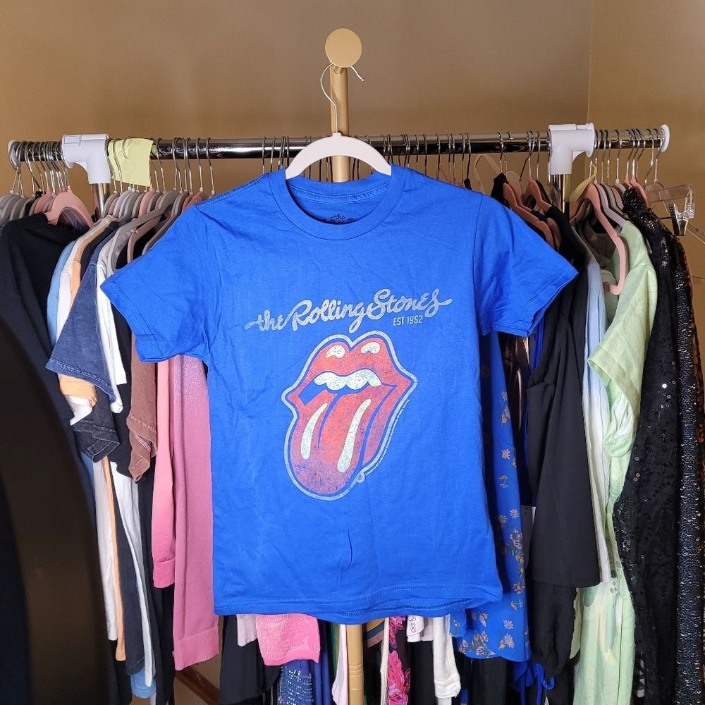 Rolling Stones Kids Graphic T-Shirt in Bright Blue Size Large